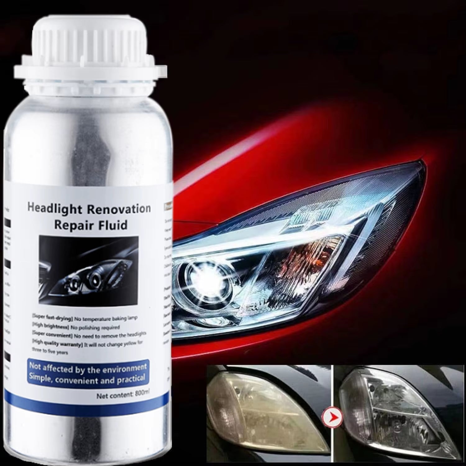 Car Headlight Repair Liquid Car Headlamp Renovation Restoration Cleaning Car Headlight Liquid Polymer Polish Auto Part Headlight