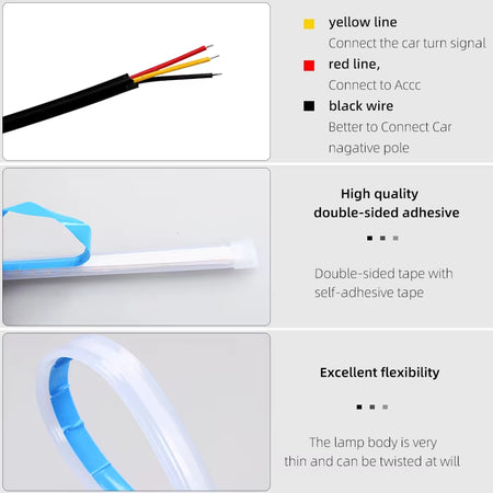 2 Pcs 24V LED Truck Light,For 30Cm 45Cm 60Cm 70Cm Truck Headlight Decor Warning Lamp,Yellow Turn Signal Bar,Truck Accessories