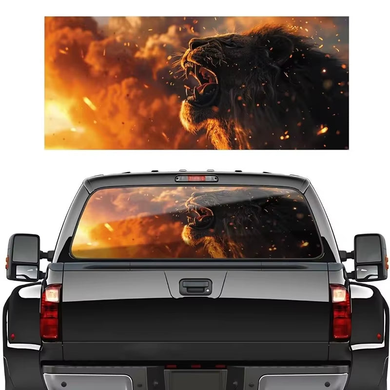 3D Animal Car Rear Windshield Sticker Perforated Vinyl Sticker for Truck Pickup Truck SUV Auto Exterior Accessories