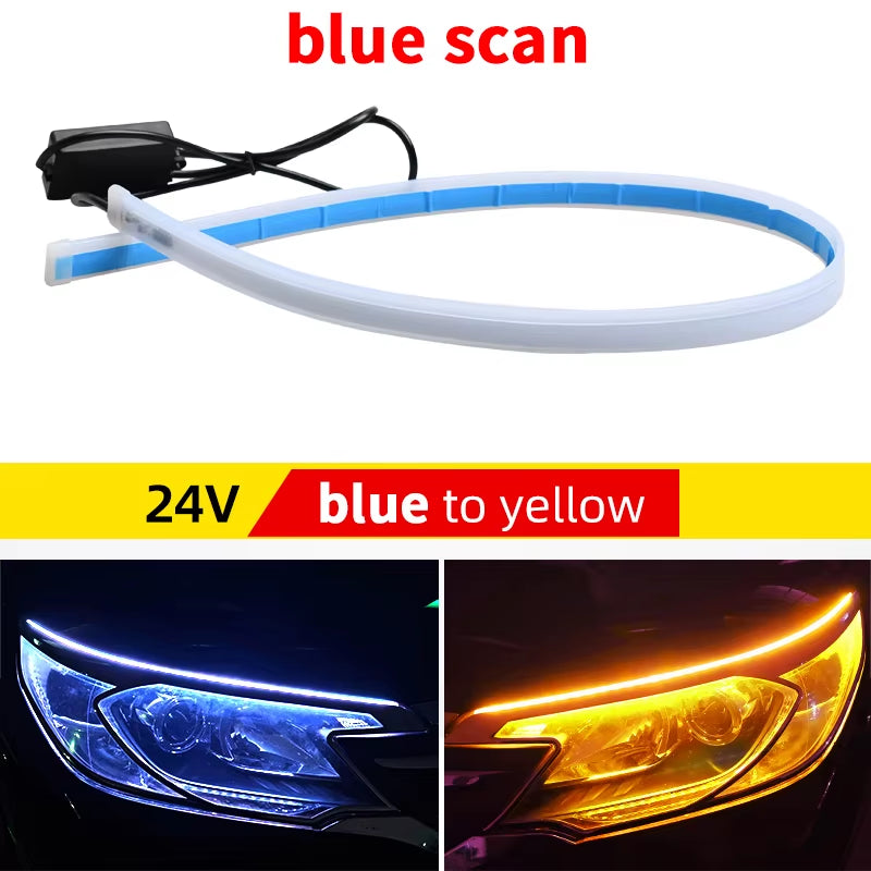 2 Pcs 24V LED Truck Light,For 30Cm 45Cm 60Cm 70Cm Truck Headlight Decor Warning Lamp,Yellow Turn Signal Bar,Truck Accessories