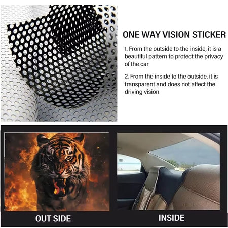 3D Animal Car Rear Windshield Sticker Perforated Vinyl Sticker for Truck Pickup Truck SUV Auto Exterior Accessories