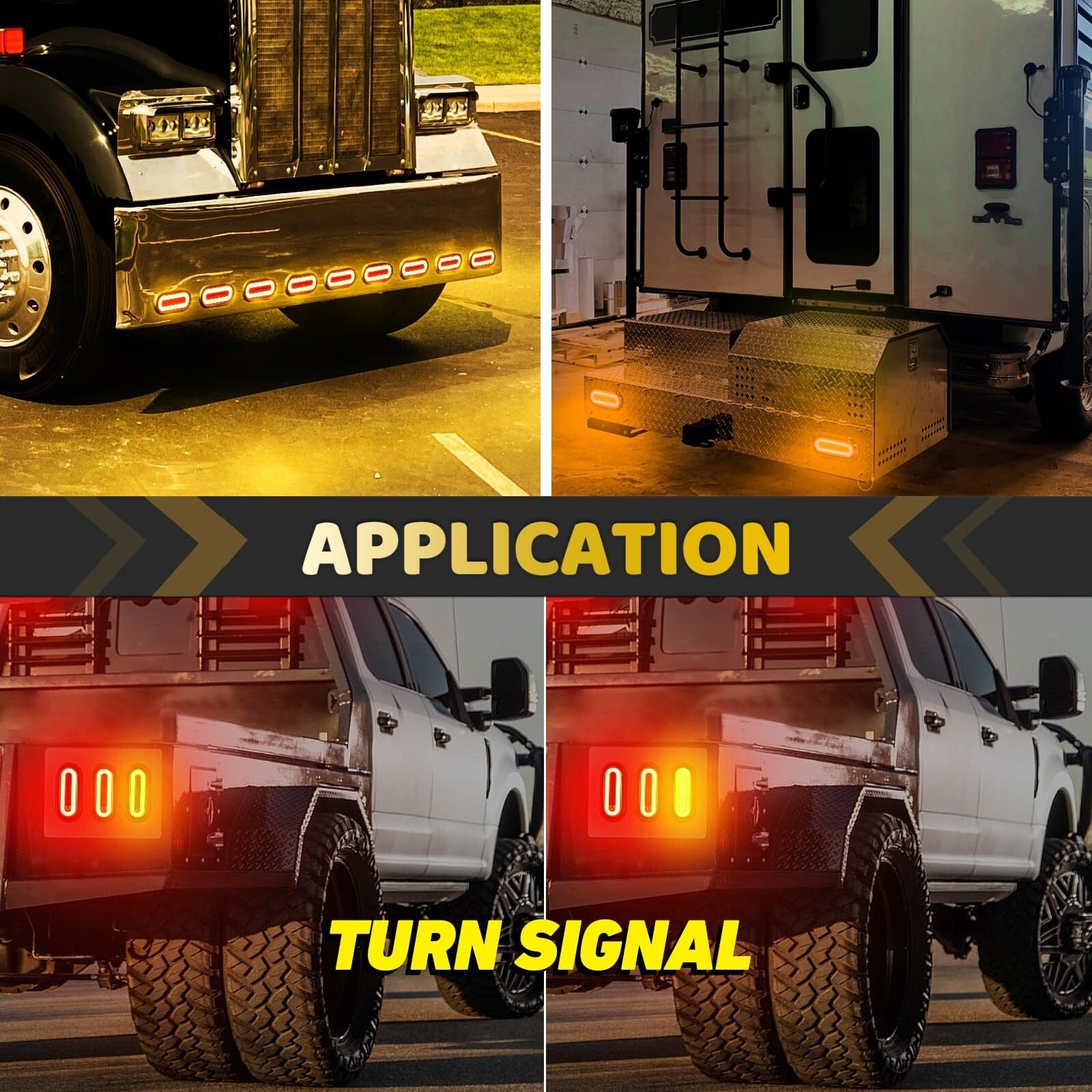 4Pcs 6" Inch Oval LED Trailer Boat Halo Parking Turn Signal Tail Lights Amber...