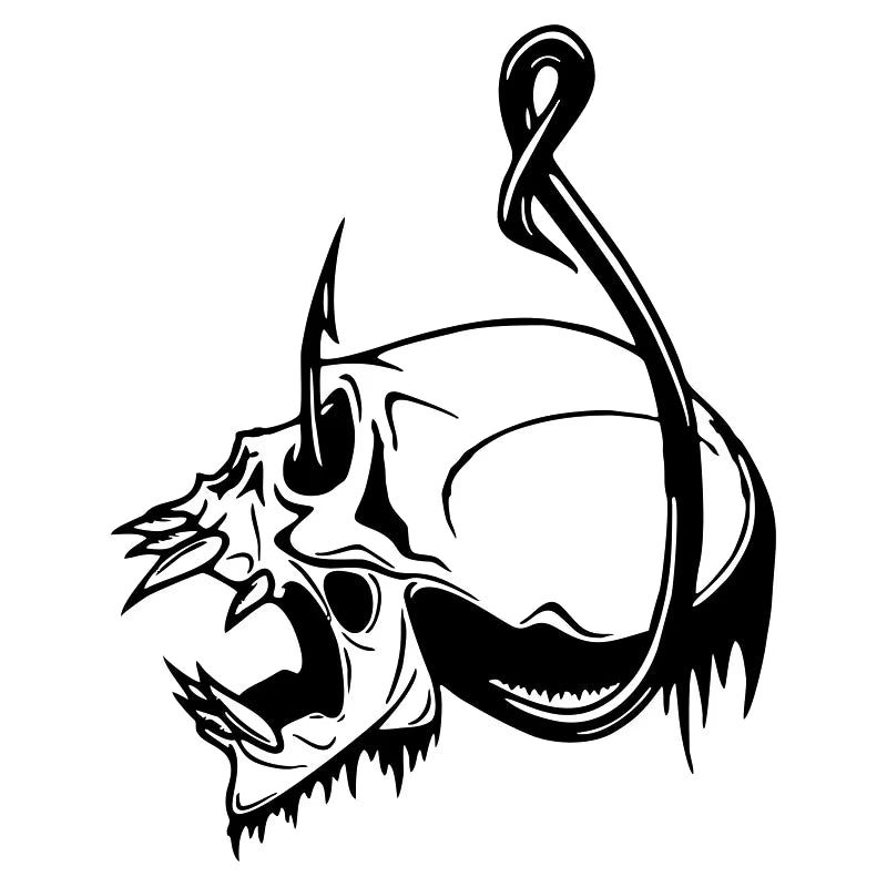 Skull Fish Hook Fishing Bone Boat Truck Window Car Sticker Automobiles Motorcycles Exterior Accessories Vinyl Decals
