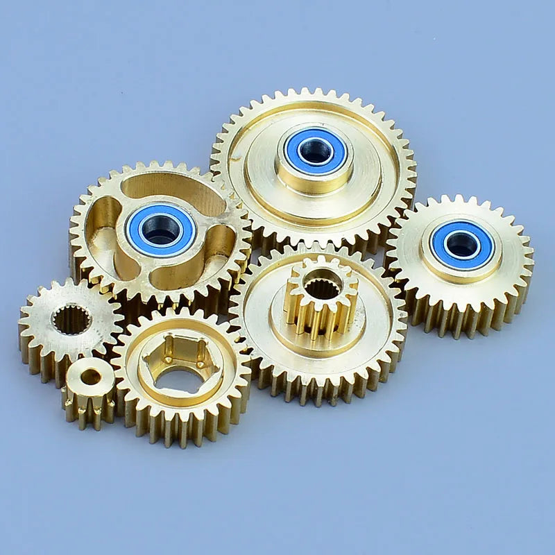 7pcs Brass Original Factory Gearbox Upgrade Gear Kit for 1/14 Tamiya RC Truck SCANIA 770S R620 VOLVO FH16 3363 1851 MAN TGS Car