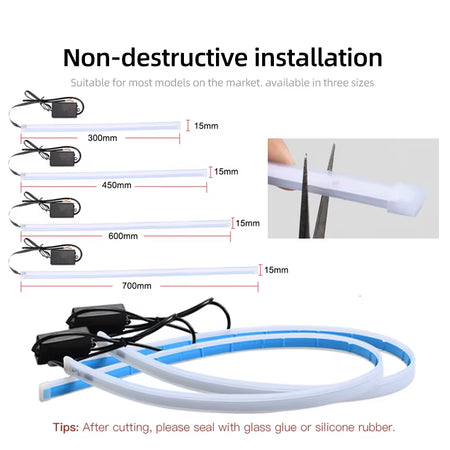 2 Pcs 24V LED Truck Light,For 30Cm 45Cm 60Cm 70Cm Truck Headlight Decor Warning Lamp,Yellow Turn Signal Bar,Truck Accessories