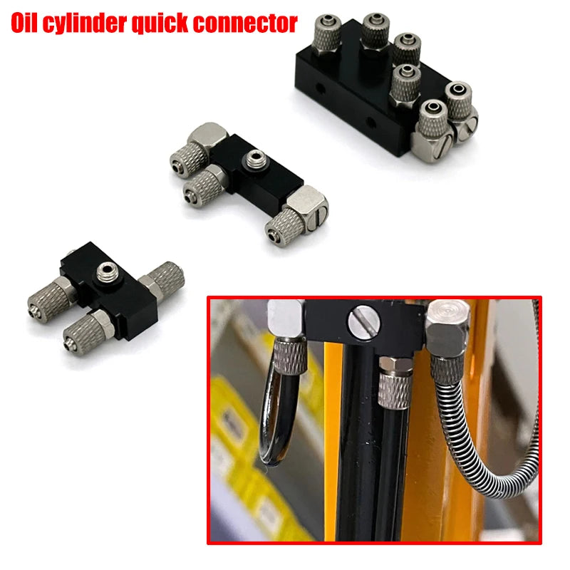 Aluminum Alloy CNC Hydraulic Cylinder Quick Connector for 1/14 Tamiya RC Truck Trailer Scania 770S Actros Volvo MAN LESU Parts