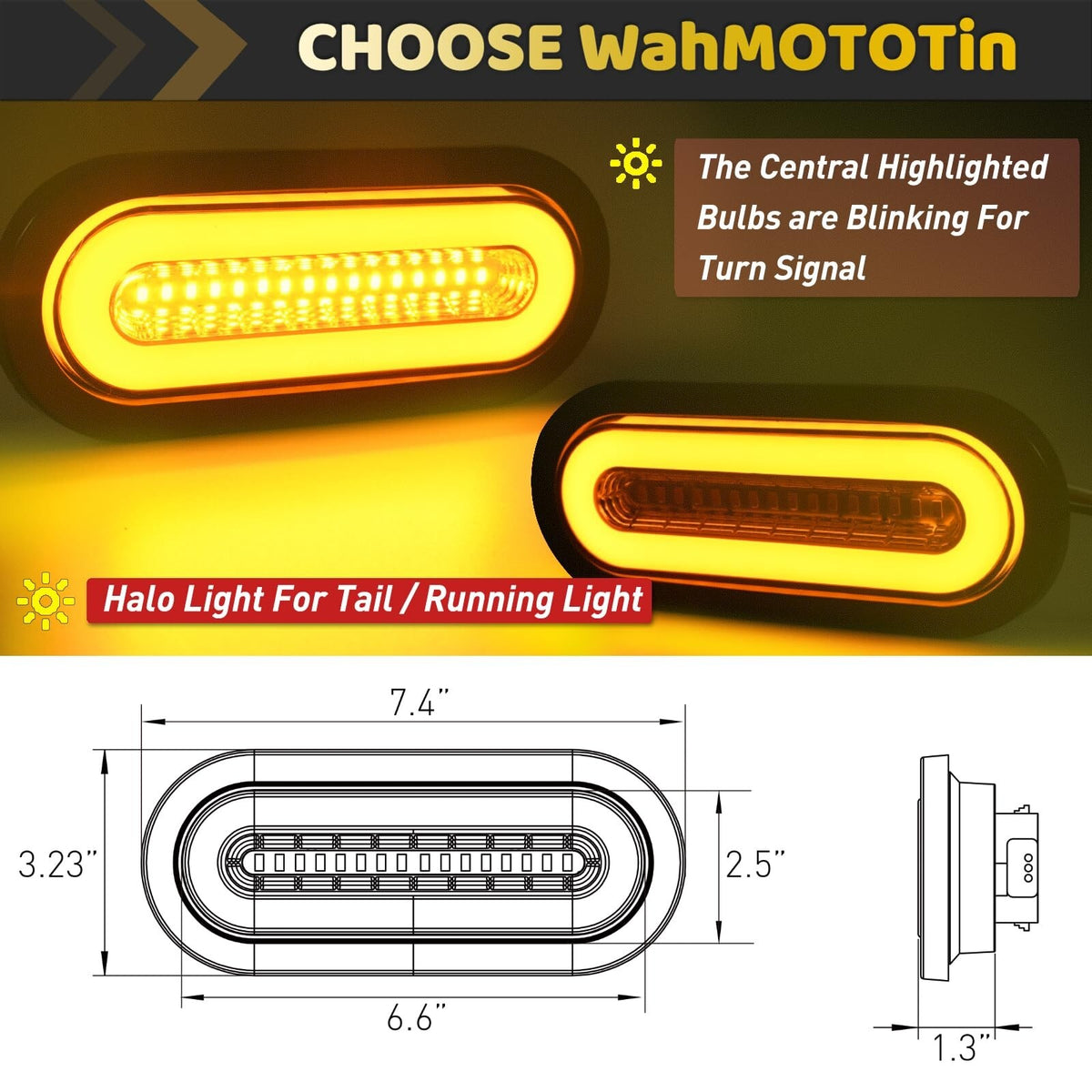 4Pcs 6" Inch Oval LED Trailer Boat Halo Parking Turn Signal Tail Lights Amber...