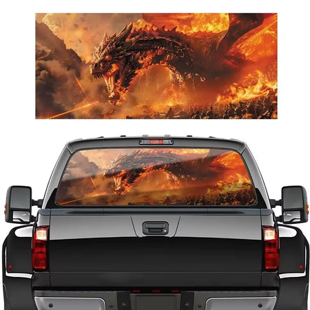 3D Animal Car Rear Windshield Sticker Perforated Vinyl Sticker for Truck Pickup Truck SUV Auto Exterior Accessories