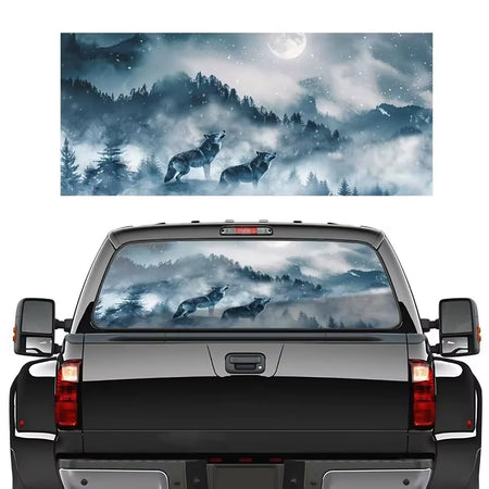 3D Animal Car Rear Windshield Sticker Perforated Vinyl Sticker for Truck Pickup Truck SUV Auto Exterior Accessories