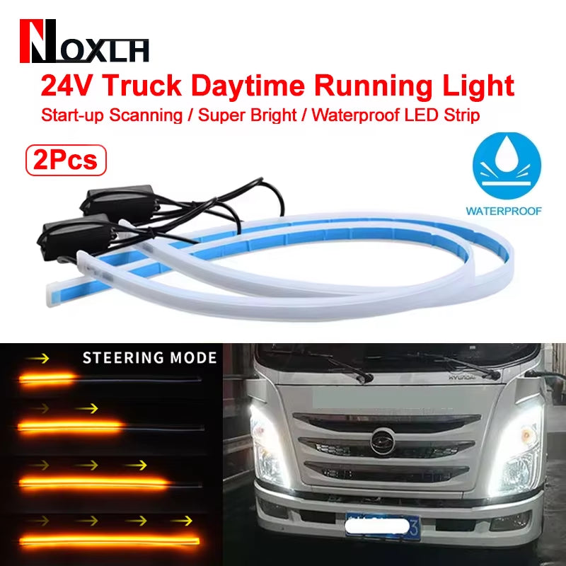 2 Pcs 24V LED Truck Light,For 30Cm 45Cm 60Cm 70Cm Truck Headlight Decor Warning Lamp,Yellow Turn Signal Bar,Truck Accessories