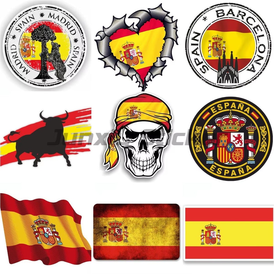 Spain Flag Sticker Helmet Wall Stickers Rooms Truck Stickers Truck Motorcycle Sticker Bike Accessories Car Decal Racing